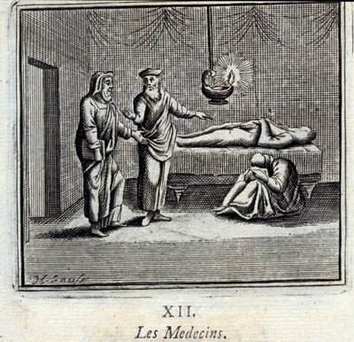 Die Ärzte. Fabeln von Jean de La Fontaine. Illustration von François Chauveau. Ausgabe von 1728. von Francois Chauveau