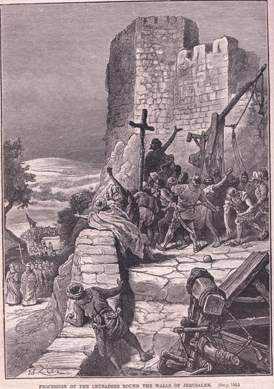 Prozession der Kreuzfahrer um die Mauern Jerusalems 1097 n. Chr. von Francois Edouard Zier