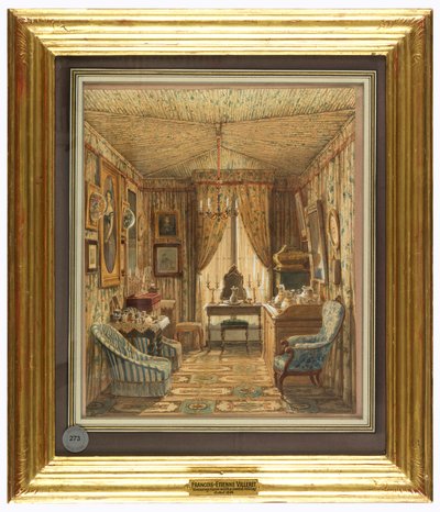 Zeichnung, Innenraum eines Ankleidezimmers mit Zeltdecke von Francois Etienne Villeret