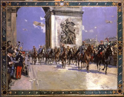 Geschichte. Frankreich. Erster Weltkrieg. Siegesparade in Paris, 4. Juli von Francois Flameng