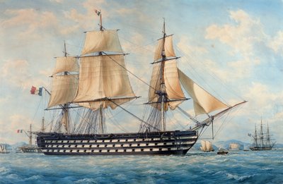 Das Schiff Montebello, von François Roux, Aquarell, Frankreich von Francois Geoffroy Roux
