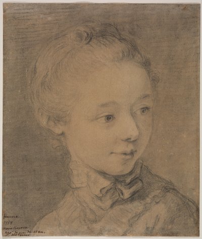 Kopf eines jungen Mädchens, das sich nach rechts dreht, 1758 von Francois Hubert Drouais