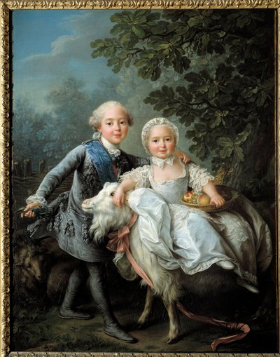 Porträt von Charles Philippe von Frankreich, Graf von Artois (zukünftiger Charles X) und seiner Schwester Madame Clothilde, zukünftige Königin von Sardinien von Francois Hubert Drouais