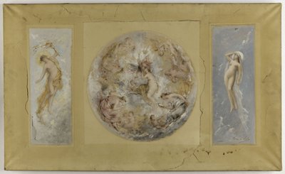 Skizze für das Rathaus von Pantin: Amor und Psyche - Der Tag und die Nacht, 1886 von Francois Lafon