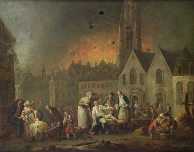 Der Grand Place in Lille während der Belagerung von 1792, 1794 von Francois Louis Joseph Watteau