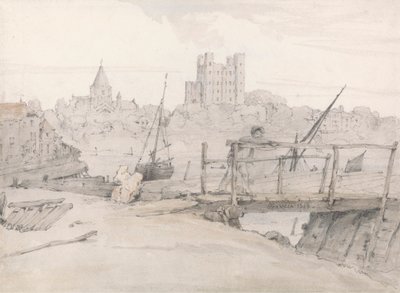Südostansicht von Rochester Castle und der Kathedrale von Francois Louis Thomas Francia