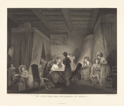 Das Zubettgehen der Modeschöpferinnen von Francois Nicolas Barthelemy Dequevauviller after Nicolas Lavreince