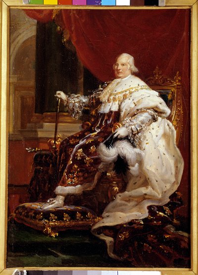 Ganzkörperporträt von Louis XVIII (1755-1824) in Krönungsgewändern von Baron François Pascal Simon Gérard