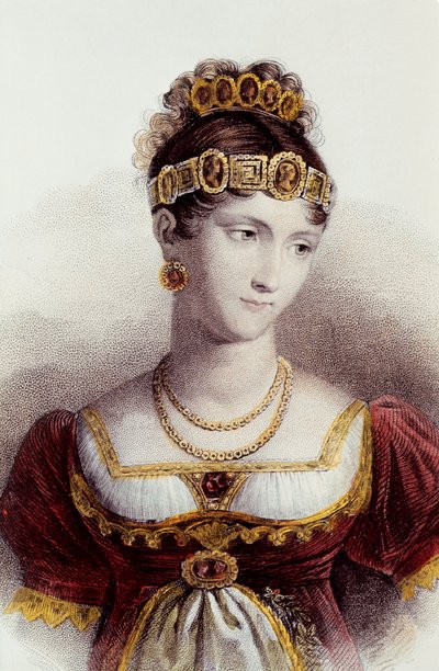 Porträt von Pauline Bonaparte (Farblithographie) von Francois Seraphin (after) Delpech