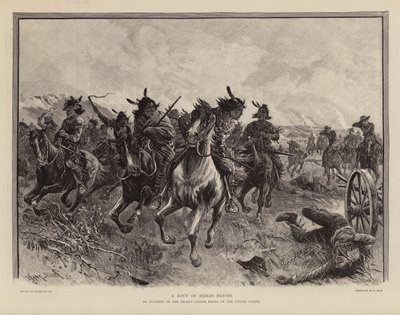 Eine Flucht von Kriegern während eines Aufstands der amerikanischen Ureinwohner von Frank (after) Feller