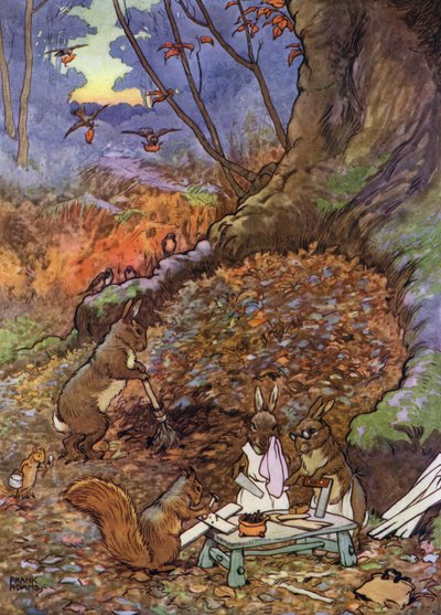 Illustration für „The Babes in the Wood“ (Farblithografie) von Frank Adams