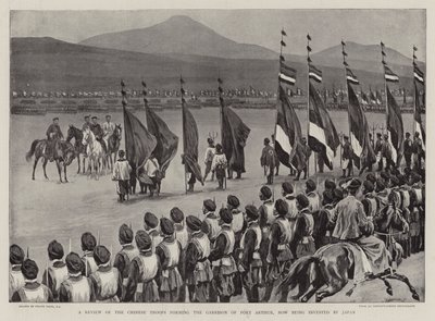 Eine Überprüfung der chinesischen Truppen, die die Garnison von Port Arthur bilden, die jetzt von Japan belagert wird von Frank Dadd