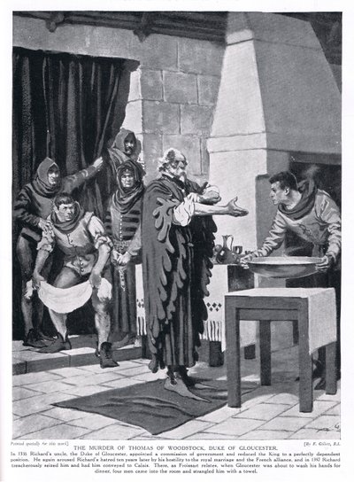 Der Mord an Thomas Woodstock, Herzog von Gloucester, 1336 n. Chr., 1920er Jahre von Frank Gillett