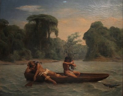Deux indiens dans un canoë von François Auguste Biard