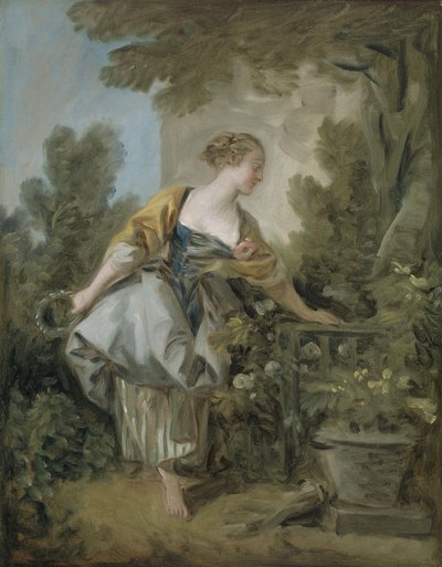 Ein junges Mädchen im Park von François Boucher