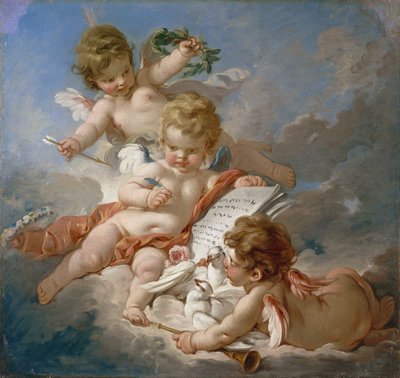 Boucher - Amoretten. Allegorie der Poesie, 1760er von François Boucher