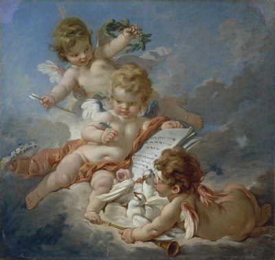 Boucher - Amoretten. Allegorie der Poesie, 1760er von François Boucher