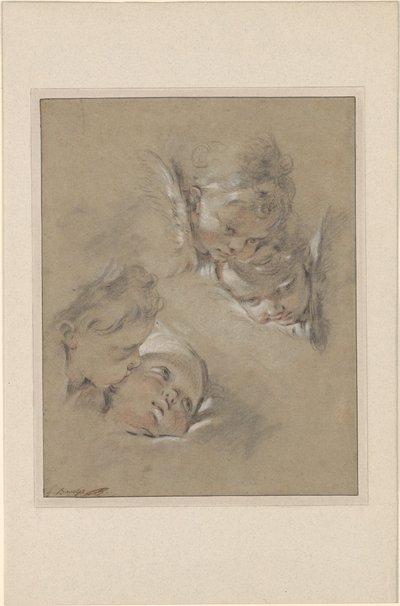 Boucher - Vier Köpfe von Cherubim, III, 104b von François Boucher