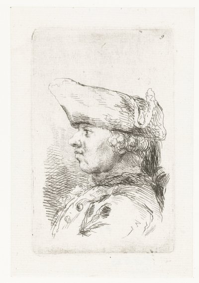 Kopf eines Mannes mit Dreispitz von François Boucher