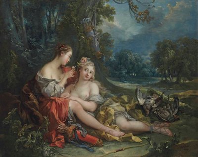 Zwei Nymphen der Diana ruhen nach ihrer Rückkehr von der Jagd von François Boucher