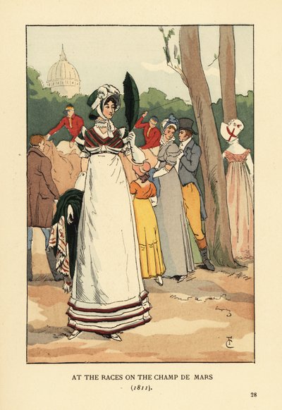 Modische Frau bei den Pferderennen auf dem Champ de Mars von François Courboin