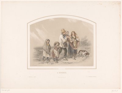 Familie mit Hund in einem Regenschauer von François Grenier