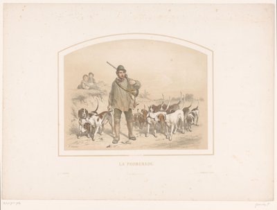 Jäger mit zehn Jagdhunden von François Grenier