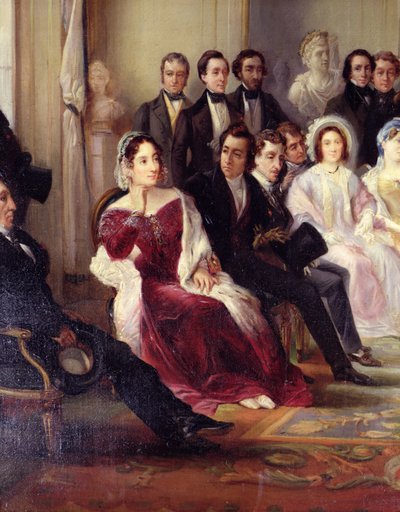 Francois Andrieux (1759-1833) liest seine Tragödie Junius Brutus im Foyer der Comédie Française, 26. Mai 1828 (Detail) von François Joseph Heim