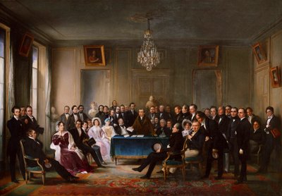 François-Guillaume Andrieux liest seine Tragödie Junius Brutus im Foyer von François Joseph Helm