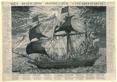 Das Staatsschiff, 1620 (Allegorie auf den glücklichen Zustand des Landes nach der Synode von Dordrecht) von François Schillemans