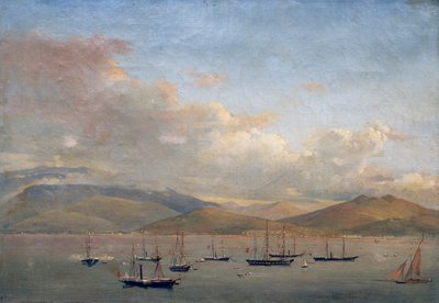 Neapolitanische, französische und spanische Flotten in der Bucht von Gaeta von François Vervloet