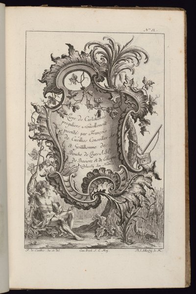 Kartusche mit Palme, Livre de Cartouches Irréguliers (Buch der unregelmäßigen Kartuschen) von François de Cuvilliés the Elder