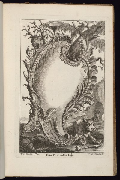 Kartusche mit Baum, Livre de Cartouches Irréguliers von François de Cuvilliés the Elder