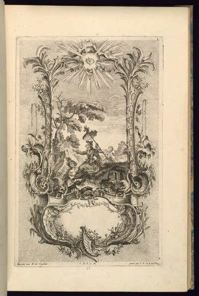 Entwurf für Kartusche mit großen und kleinen Fächern von François de Cuvilliés the Elder