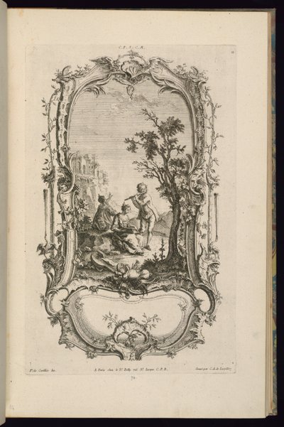 Entwurf für eine Kartusche mit großen und kleinen Fächern von François de Cuvilliés the Elder
