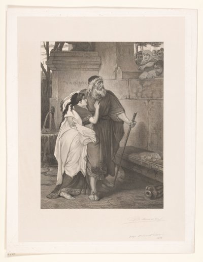 Blinder Ödipus geführt von Antigone von François de Meersman (signed by artist)