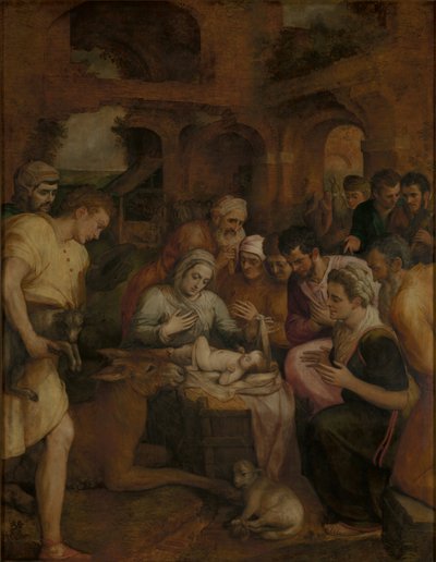 Die Anbetung der Hirten von Frans Floris