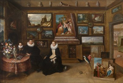 Die Kunstkammer mit einem verheirateten Paar und ihrem Sohn, erstes Drittel des 17. Jahrhunderts von Frans Francken the Younger