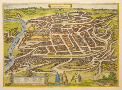 Vilnius aus Urbium praecipuarum mundi theatrum quintum von Georg Braun, 1580er Jahre von Frans Hogenberg