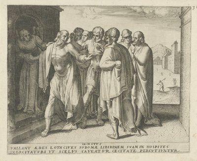 Lot mahnt die Menge zur Ruhe (Geschichte von Lot) von Frans Menton