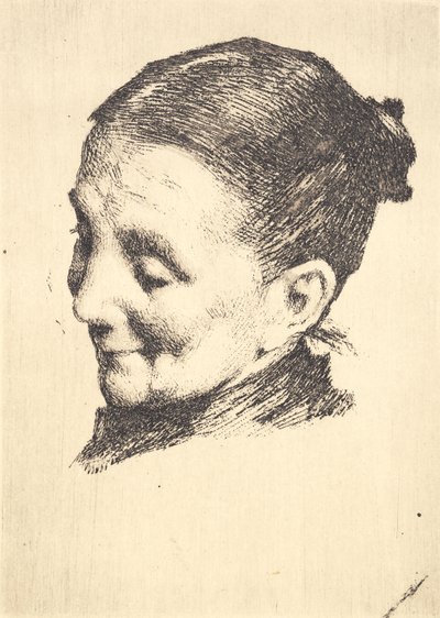 Kopf einer älteren Frau mit gesenktem Blick, nach links gewandt von Frans Schwartz