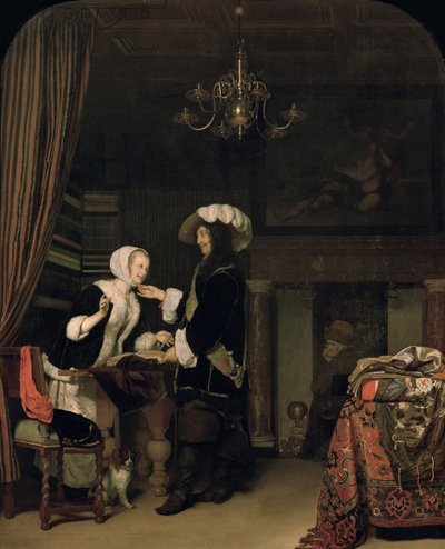 Kavalier im Laden, 1660 von Frans van Mieris the Elder