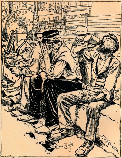 Arbeiter beim Mittagessen, um 1900 von Franz Gailliard