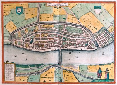 Kampen und der Fluss IJssel, Niederlande (Gravur) von Franz Hogenberg