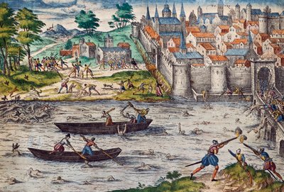 Massaker von Tours, Juli 1562 während der Religionskriege gegen die Hugenotten, Gravur von Franz Hogenberg (1535-1590), Frankreich von Franz Hogenberg