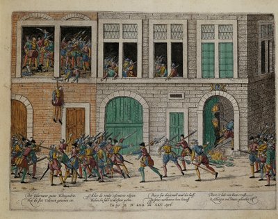 Einnahme von Valence nach der Hinrichtung des Gouverneurs La Motte-Gondrin, 25. April von Franz Hogenberg