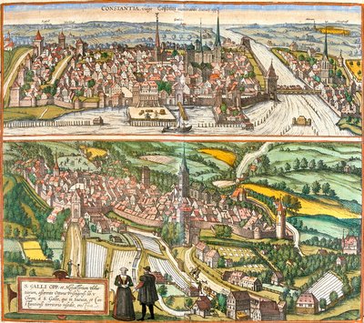 Ansichten von Konstanz, Deutschland und St. Gallen, Schweiz von Franz Hogenberg