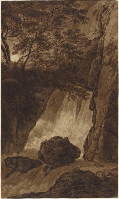 Ein Wasserfall im Mondlicht von Franz Innocenz Josef Kobell