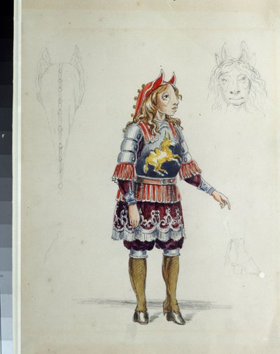 Kostümentwurf für das Ballett "Das bucklige Pferdchen" von C. Pugni. Das bucklige Pferdchen von Franz Iosifovich Nordmark