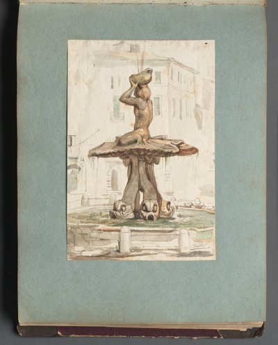 Album mit Ansichten von Rom und Umgebung, Landschaftsstudien, Seite 17a: Römischer Brunnen von Franz Johann Heinrich Nadorp
